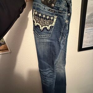Miss Me Blue Boot Cut Jeans with Embellishments